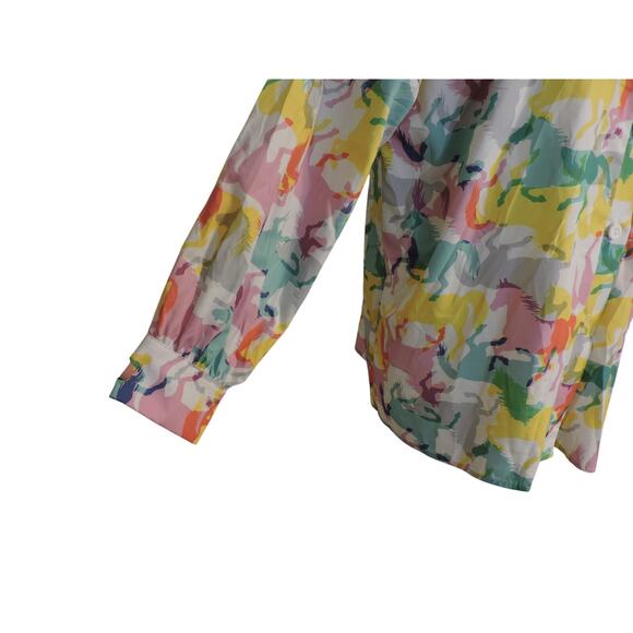 Nylon Apparel Horse Print Button Front Shirt Womens Size L - Picture 5 of 6